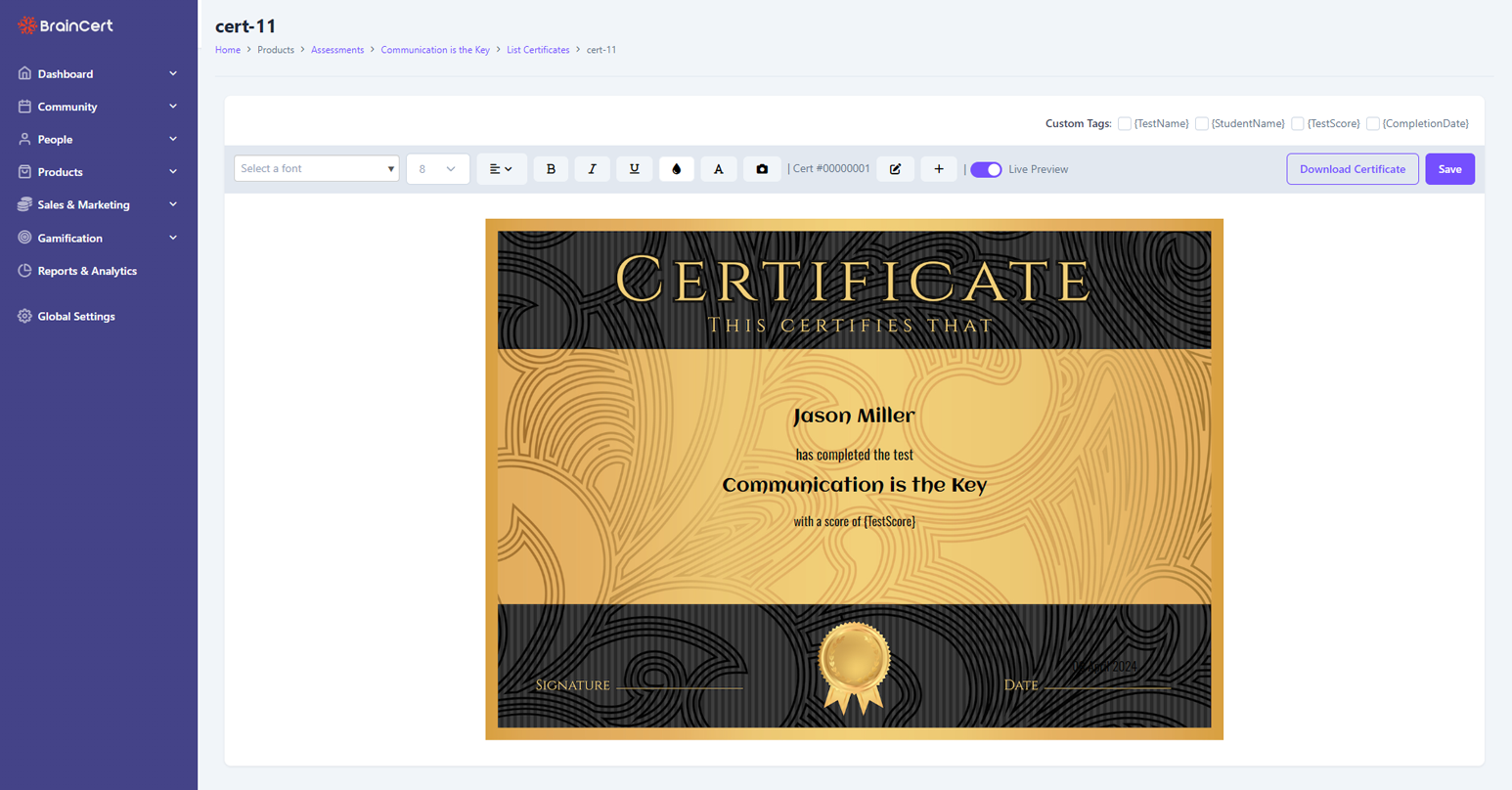 BrainCert CRM