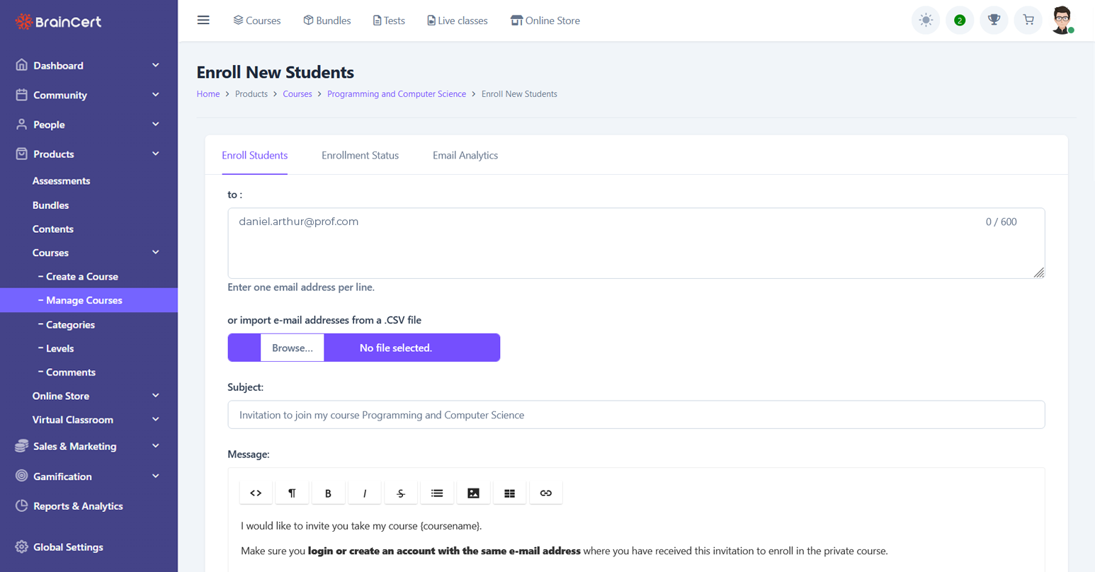 BrainCert CRM